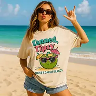 Drop shoulder Tanned Tipsy Beach Printed T-Shirt